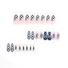 Checkerboard Patchwork Bow Pearl Blue Press-On Nails for Autumn/Winter