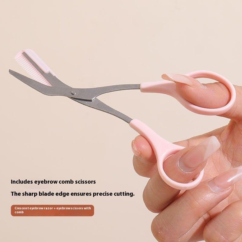 3pcs Eyebrow Trimming Set Curved Eyebrow Scissors With Grooming Tools Creating Perfect Eyebrows