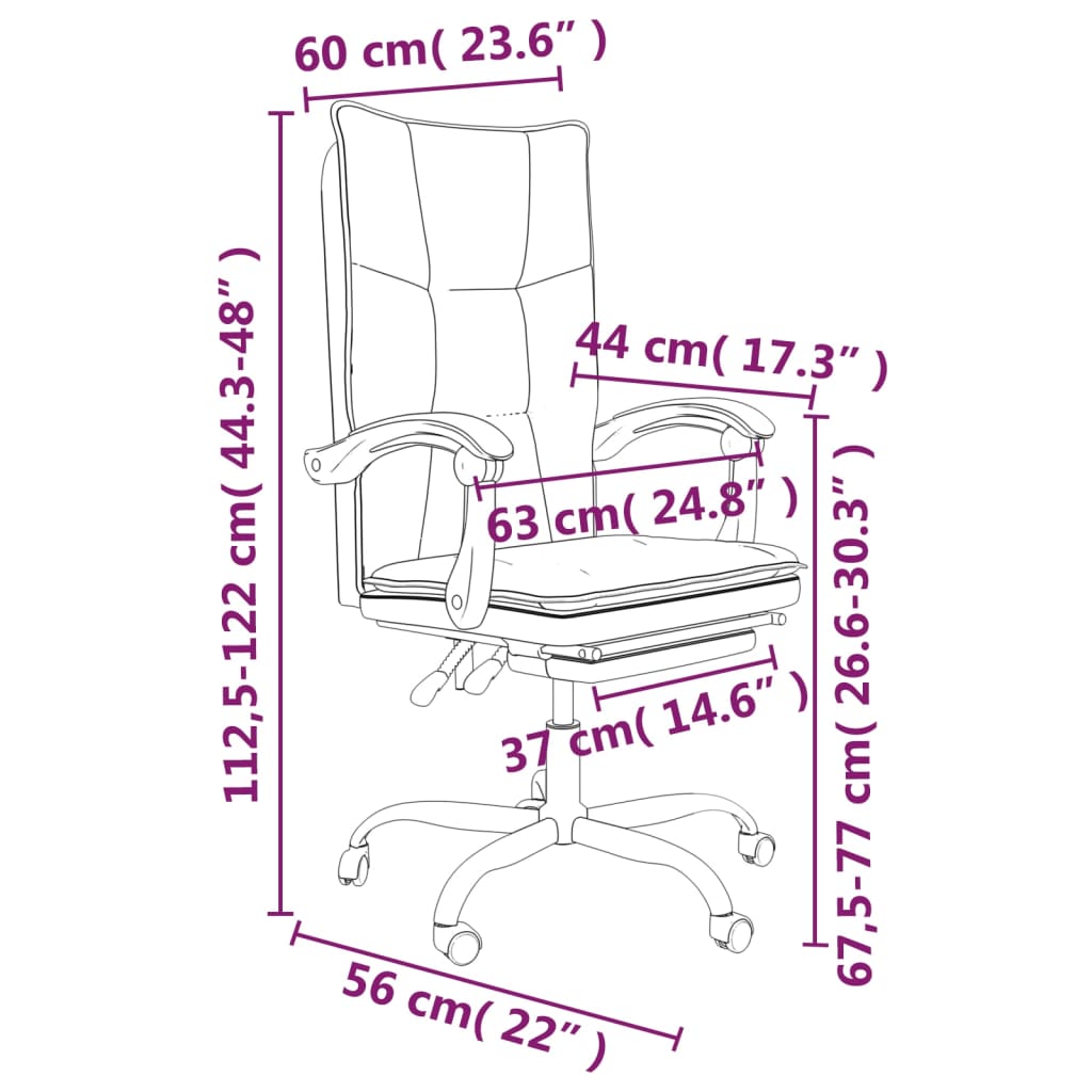 Office Chair with Reclining Function Light Grey Fabric
