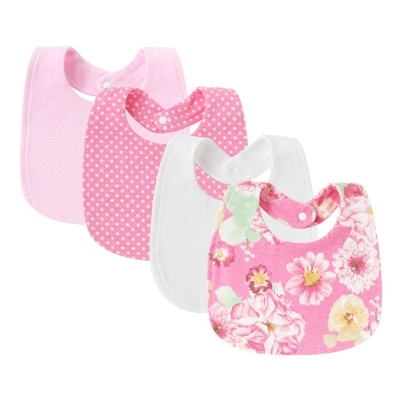 4 Stück/Packung Weiches & Atmungsaktives Baumwollmusselin Baby Lätzchen Set Spucktuch für Neugeborene Kleinkinder Sabbern und Zahnen