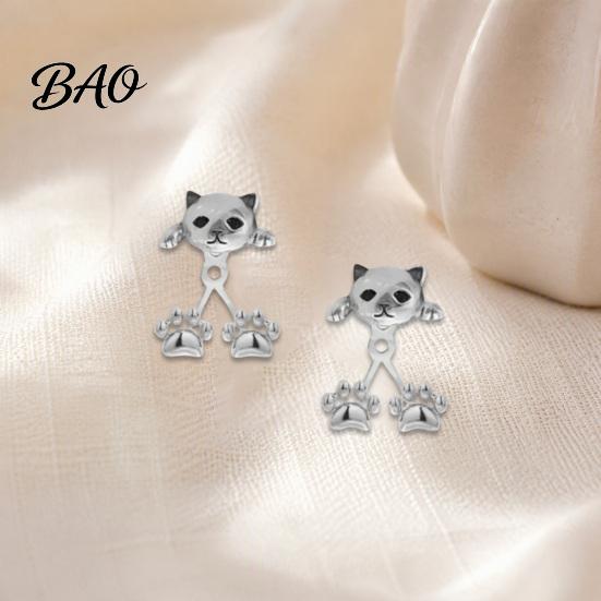 Creative Cat Lover Gifts 1 Pair Cute Funny Earrings for Women, Teens Girls, Front Back Stud Mini Animal Earrings, Statement Jewelry Kitten Lovers
