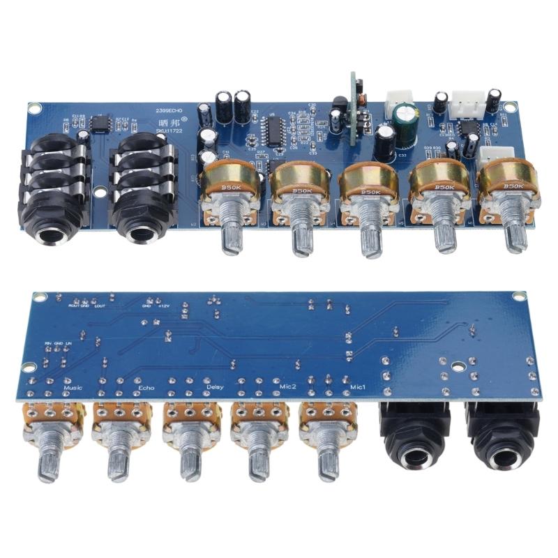 Placa de Reverb Digital Portátil com Chip PT2399 Pré-amplificador de Microfone Duplo para Karaokê e Apresentações ao Vivo