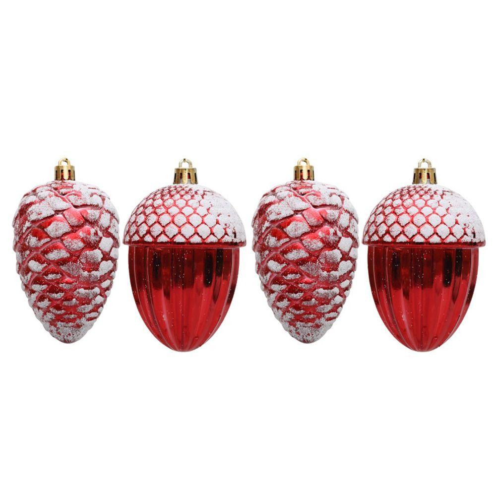 Red Christmas Hanging Decoration Electroplated Pinecone Acorn Owl Xmas Ornament Ball Shopwindow Plastic Christmas Tree Ornament