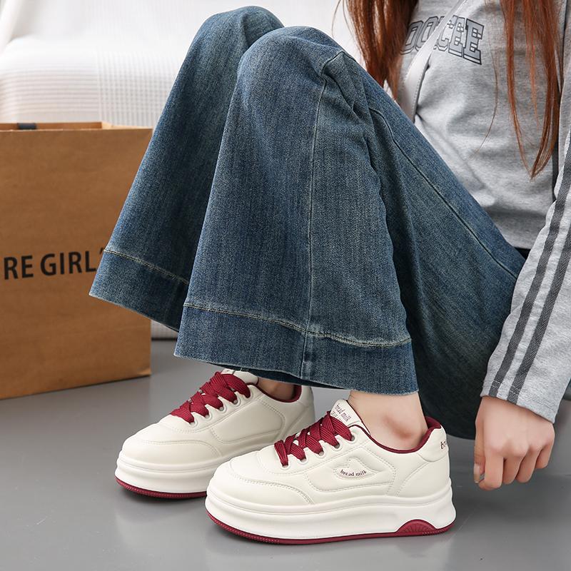 CRLAYDK Classic Women's Sneakers Casual Skateboard Walking Shoes Platform Ladies PU Leather White Height Increase Tennis