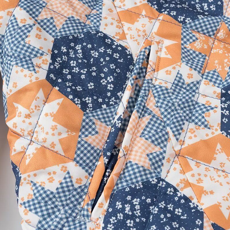 Kaslead New Arrival Women's Clothing Fashion Style Stylish Simple and Versatile Two-Sided Wear Print Button Decoration Long Sleeve Cotton Coat