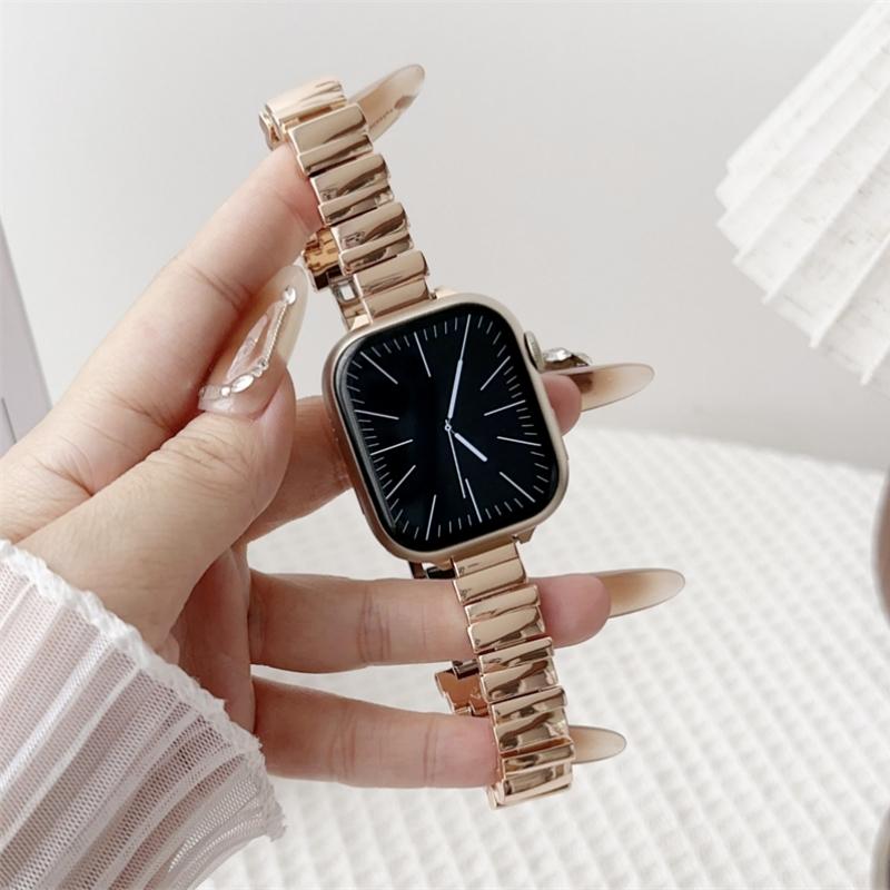 

New Stylish Metal Bracelet Strap For Apple Watch Series 9 8 7 SE 4 5 3 45/44/42mm Women Bands For iWatch Ultra 2 40mm 49mm 38mm 38-40-41mm розового золота