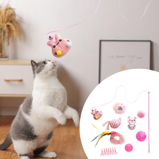 9Pcs/Set Cats Wand Toy No Burrs Pet Interaction Safe Durable Cat
