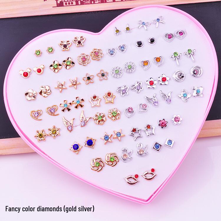 Women's Heart Stud Earrings Set in Acrylic Resin - Boxed Jewelry Accessory
