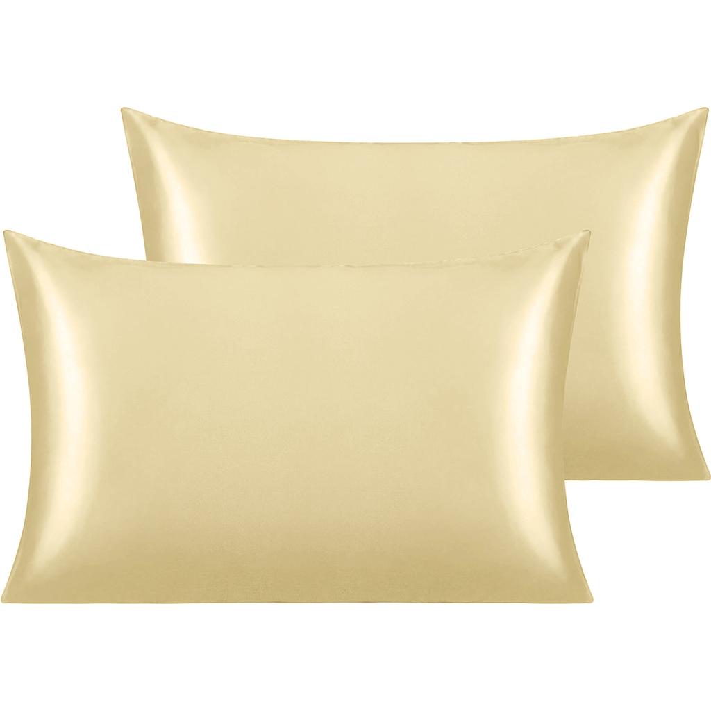 2 Pack Satin Pillowcase for Hair and Skin Super Soft and Cooling Similar To Silk Pillow Cases with Envelope Closure Home Textile