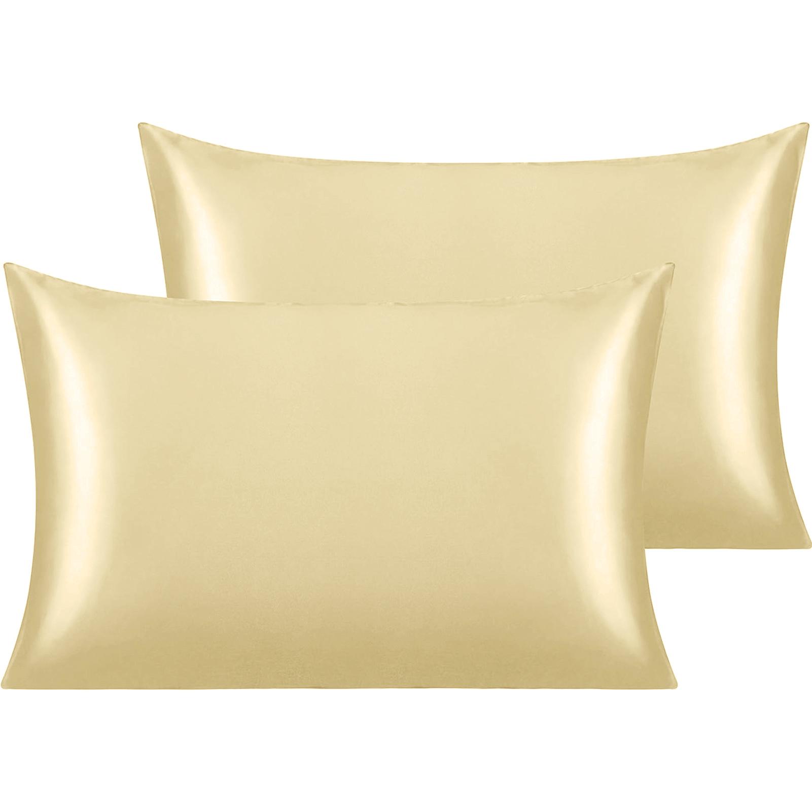 

2 Pack Satin Pillowcase Ideal for Hair and Skin Super Soft and Cooling Similar to Silk Pillow Cases with Envelope Closure Home Textile High Quality 51x66cm шампанского