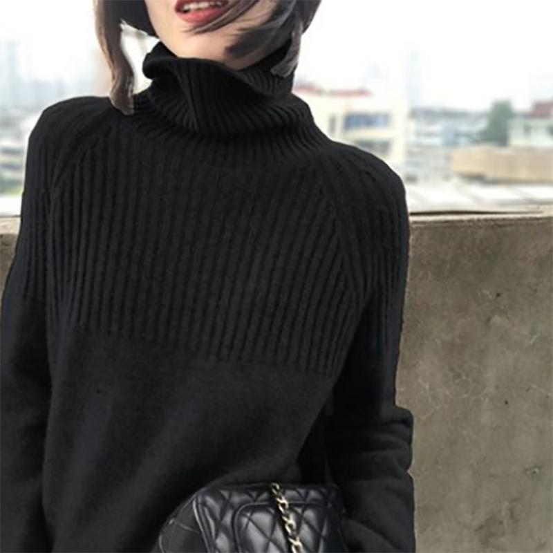 Cozy Women Sweater Turtleneck Knitting Pullovers Solid Warm Female Casual Attire