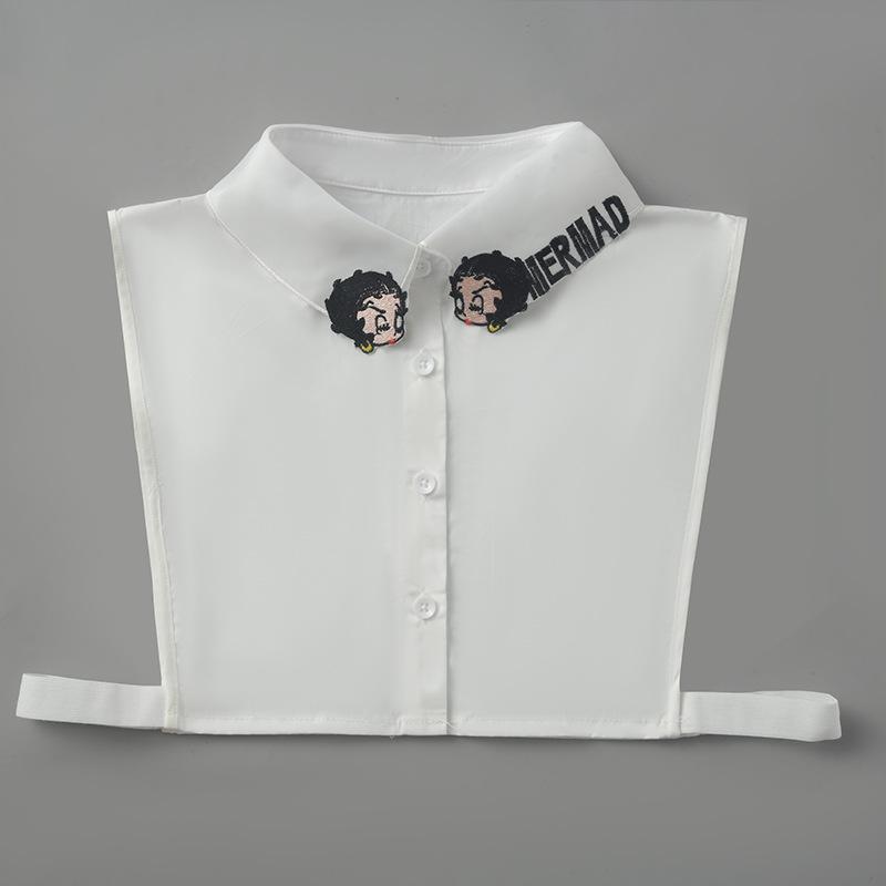 Solid Color Buckle Fake Collar Handmade Buttons Women'S Versatile Inner Shirt Collar Autumn Decorative Fake Collar