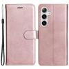 For Samsung Galaxy S25/S24 Case Solid Color Leather Mobile Cover Wallet Stand with Strap