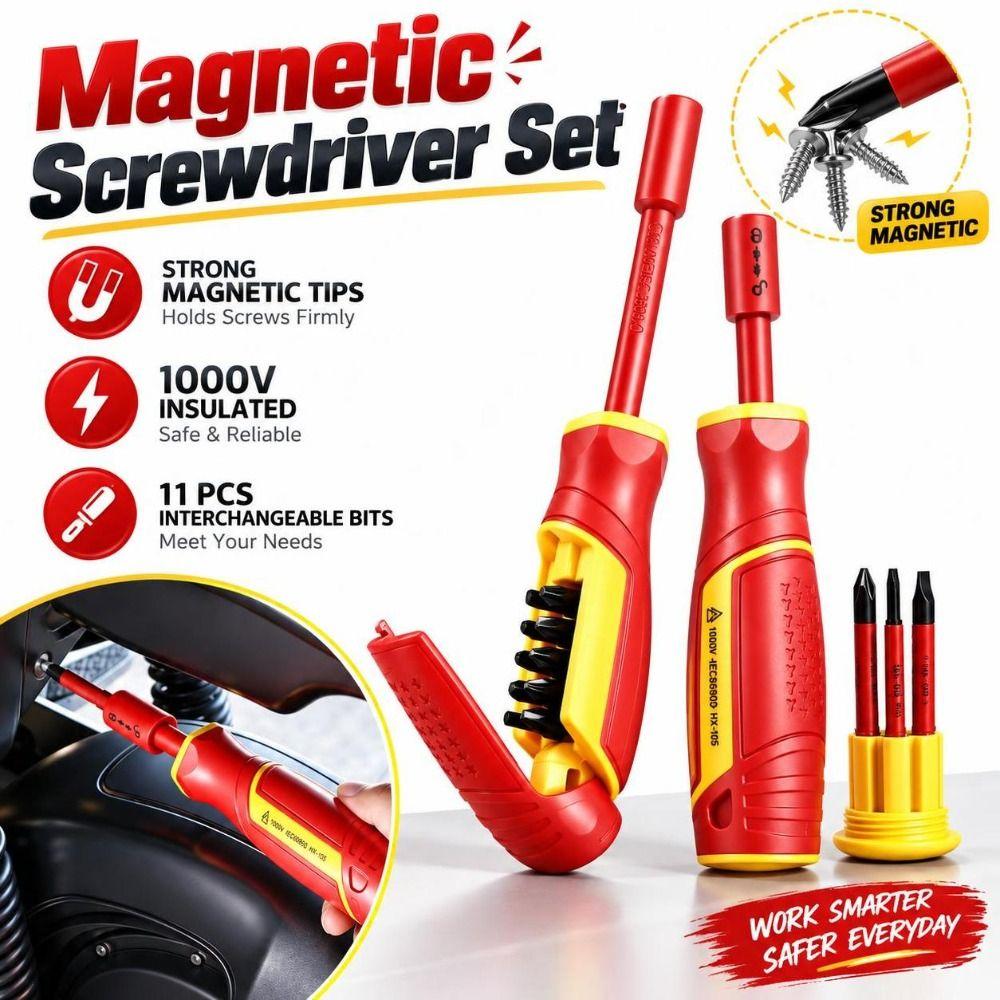 Interchangeable Bits Magnetic Screwdriver Set Magnetic Bit Tip Screwdriver Electrician Tools