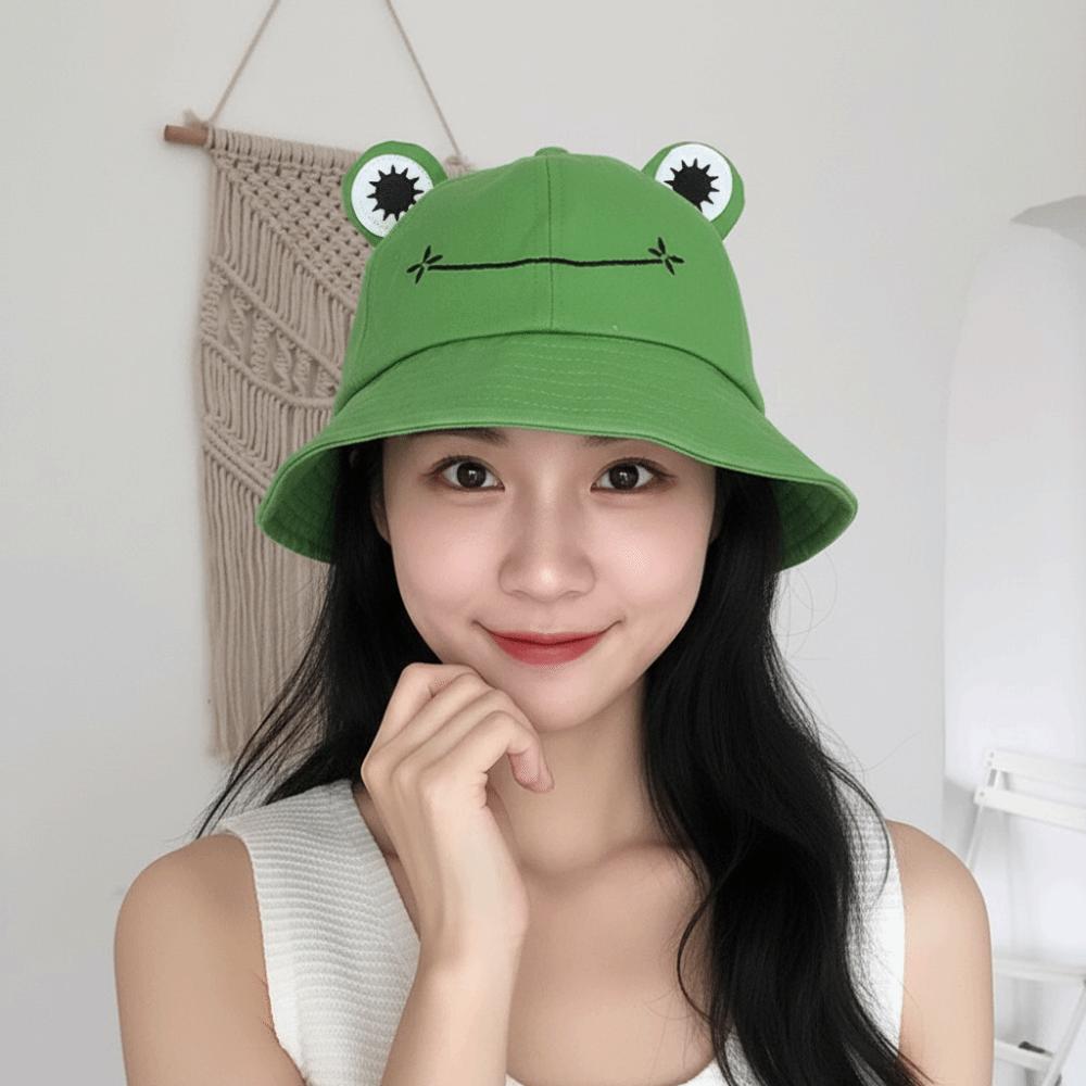 Sun Protection Women Bucket Hat Frog Shaped Fishing Cap Cute Sunscreen Hat  Outdoor
