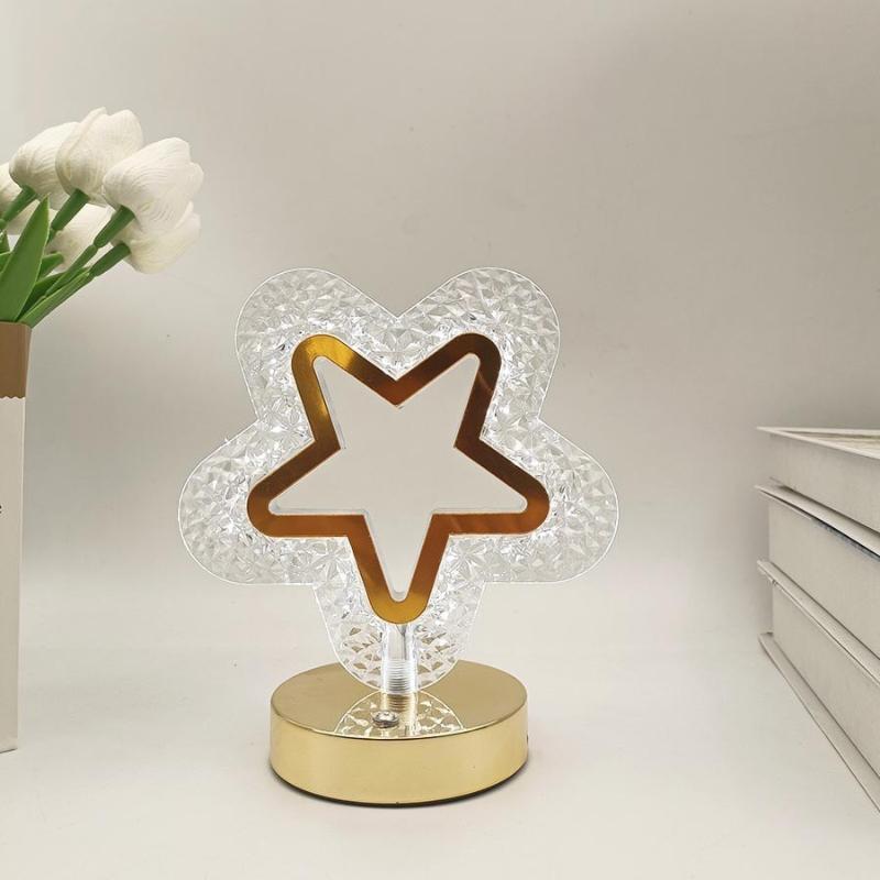 1Pcs Usb Bedside Led Ambient Table 3D Moon Lamp Touch Control 3D Crystal Star Flower Night Light Girls Room Home Decor