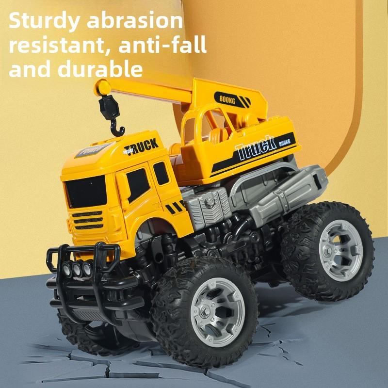 Childrens Engineering Vehicle Excavator Crane Mixer Truck With Inertial Drive For Learning And Play