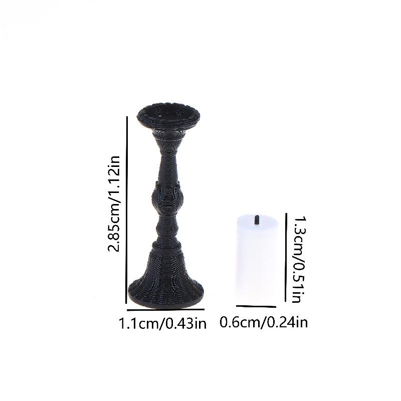 2Pcs Miniature Retro Candle Holder Set With 2 Candles Dollhouse Simulation Candlestick Model Dolls House Mini Scene Decoration