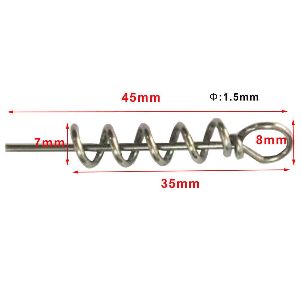 100pcs Spring Fixed Lock Needle Pin Fishing Screw Worm For Soft Lure ...