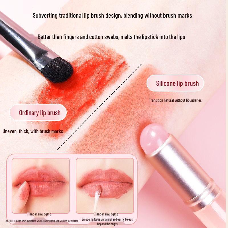 Silicone Lip Brush: Portable, Round Head, Ideal for Blending Lipstick and Lip Mud