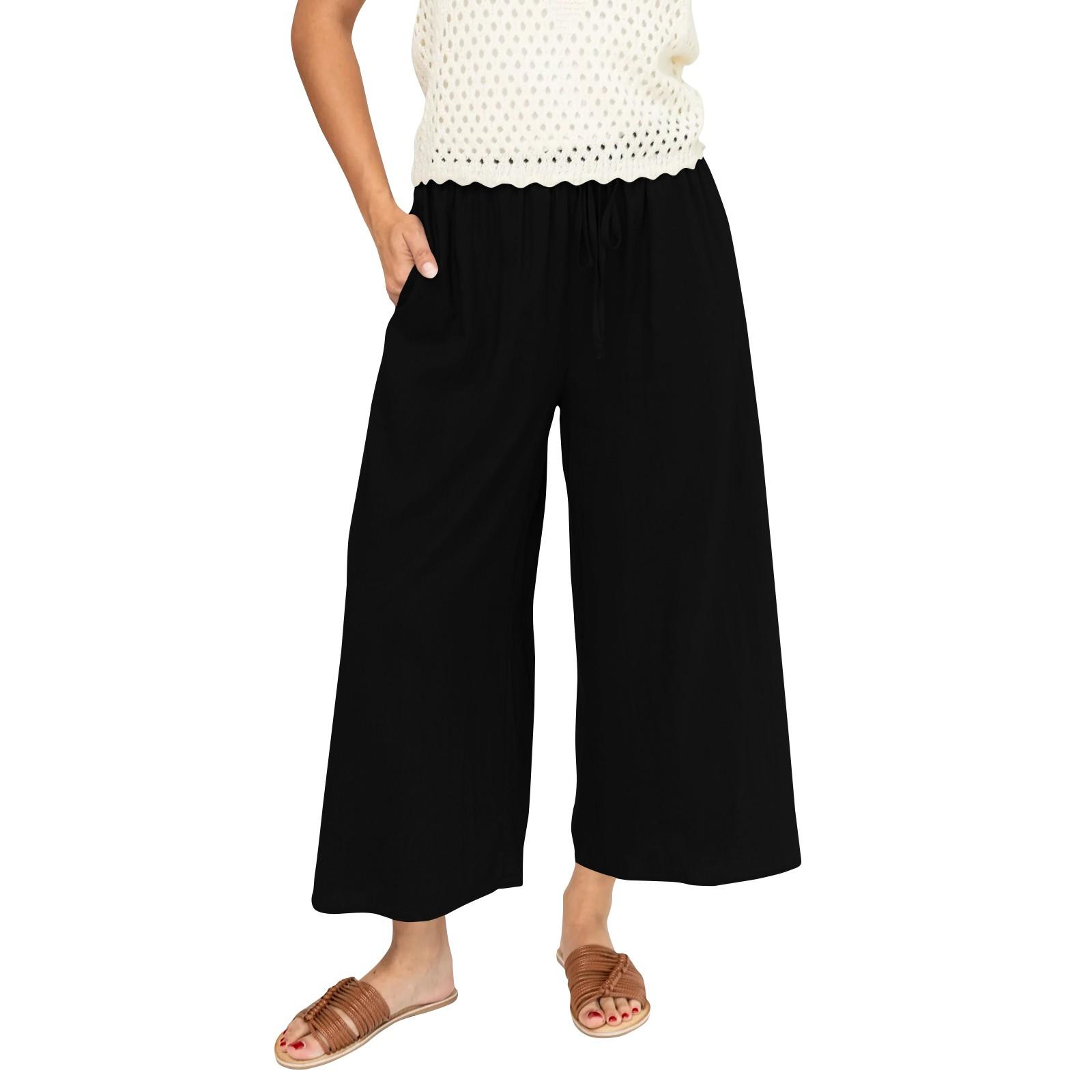 

Женские модные повседневные свободные широкие брюки XXL чёрный