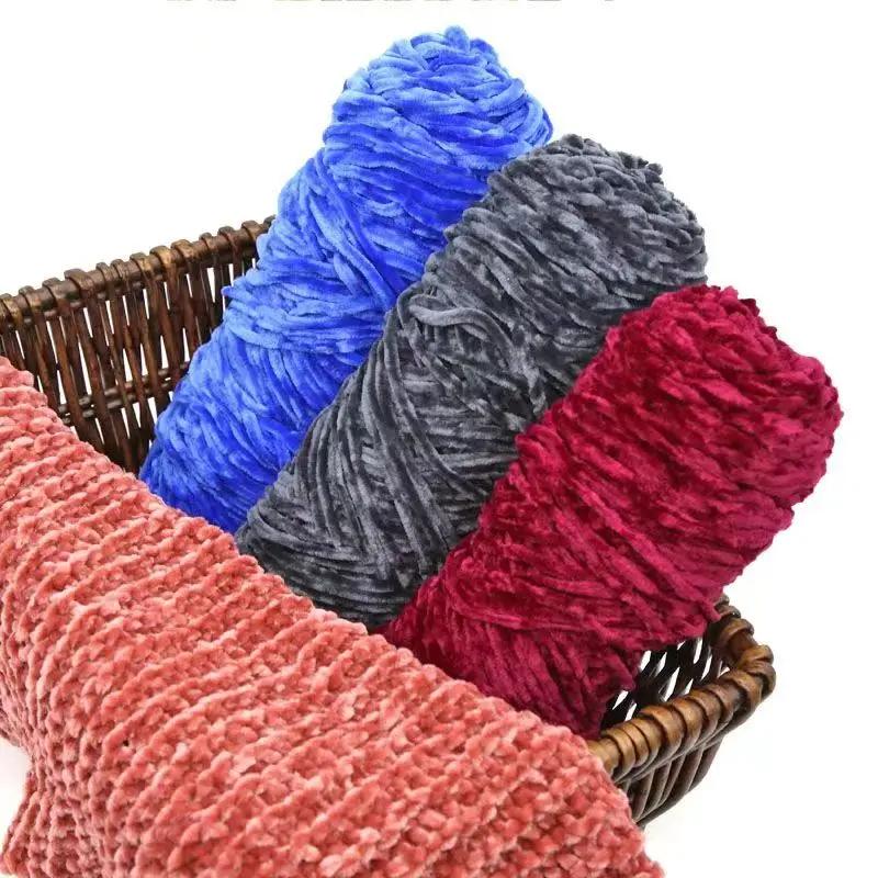 4mm Chenille Velvet Yarn Knitting Wool Thick Warm Crochet Knitting Yarns Cotton Baby Wool DIY Hand-Knitted Sweater Socks Hat