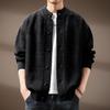 Men's High-End French Retro Cardigan Sweater: Winter Thick Knit Stand Collar Jacket