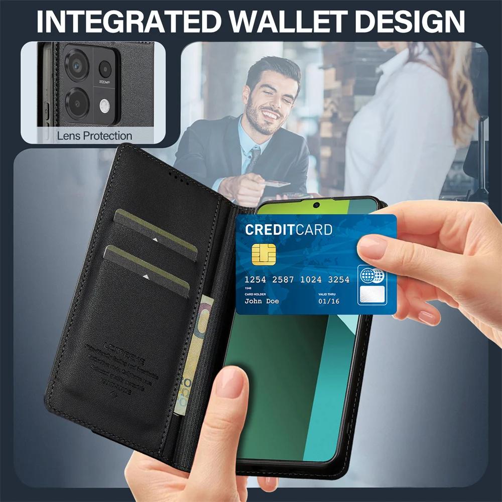 Leder-Brieftasche Flip Case mit Kartenhalter Ständer für Redmi Note 14 Pro+ Plus 11S 12S13 12 11 Pro 4G POCO X5 Pro 5G