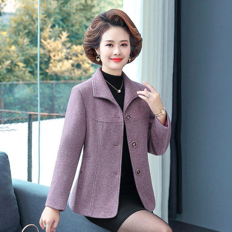 Spring & Autumn Stylish Wool Coat for Middle-Aged Women - 2025 New Collection