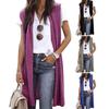 Feminino colete longo ponto aberto cardigan sem mangas cor sólida solto elástico macio respirável casual comprimento médio senhora colete casaco
