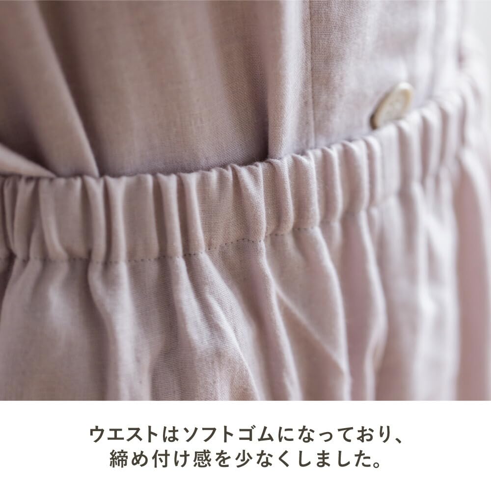 Wasaraf Gauze Long Steel Size Made in Mikawa Stylish Double Loose Loungewear Women's Pajamas, Sleeve, Blue, L, Japan, 100% Cotton, Cotton, Loungewear,