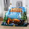 Cute Cartoon Anime Grizzly & The Lemmings Throws Blanket for Beding Hiking Picnic Super Soft Funny Flannel Blanket Birthday Gift