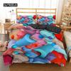 Toy Print Duvet Cover Set Square Gradient Blocks Bedding Set for Kids Teen Colorful Bricks Game Queen Microfiber Comforter Cover