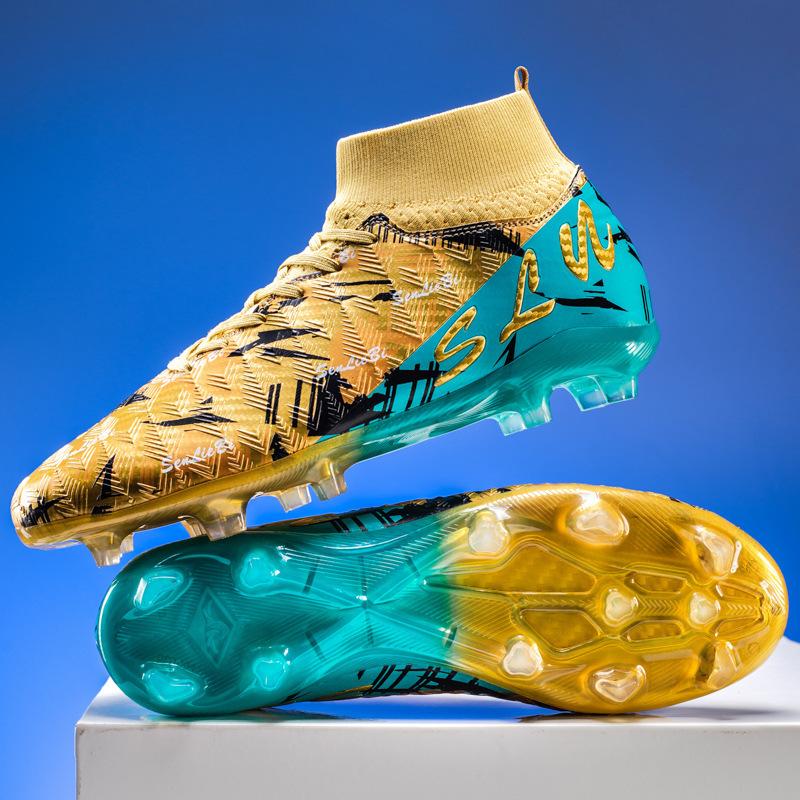 Adolescent Adult Student Male and Female Long Nails AG Shattered Nails High Top Artificial Grass Training World Cup Football Shoes