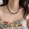 Elegant Green Beaded Necklace with White Pearls and Premium Chain for Women