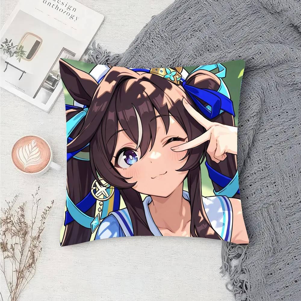 Vivlos Anime U-Uma Musume Pillow Case Fashion Square Pillowcase Bedroom Sofa Room Ins Decoration Leisure