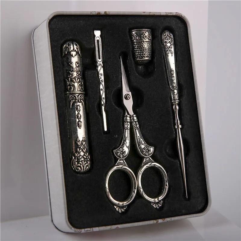 European Vintage Pointed Scissors Set Carved