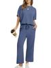 2025 Summer Women's Casual Set: Short-Sleeve Top & Wide-Leg Seven-Point Pants