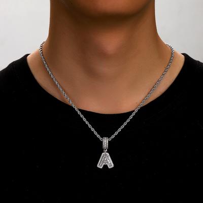 Hip Hop Rock Sugar Letter Pendant Zircon Necklace, Popular European and American Personalized Accessory, Niche Design Men's Necklace