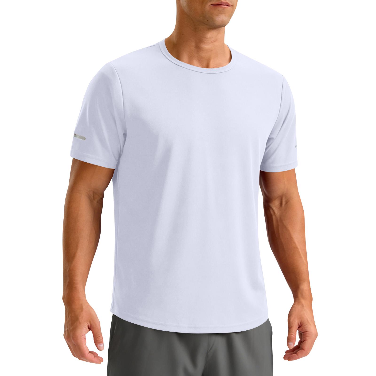Men s Round Neck T-Shirt, Men s Outdoor Sports And Fitness Top L белый