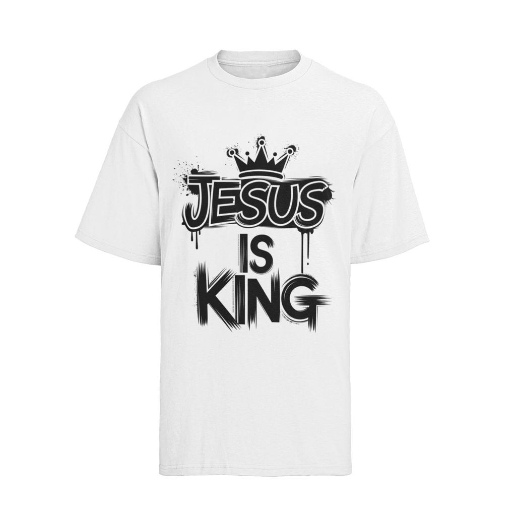 Jesus is King Faith God King Religion Church Cotton Womens Oversized T-Shirt Mens Womens Tees Top
