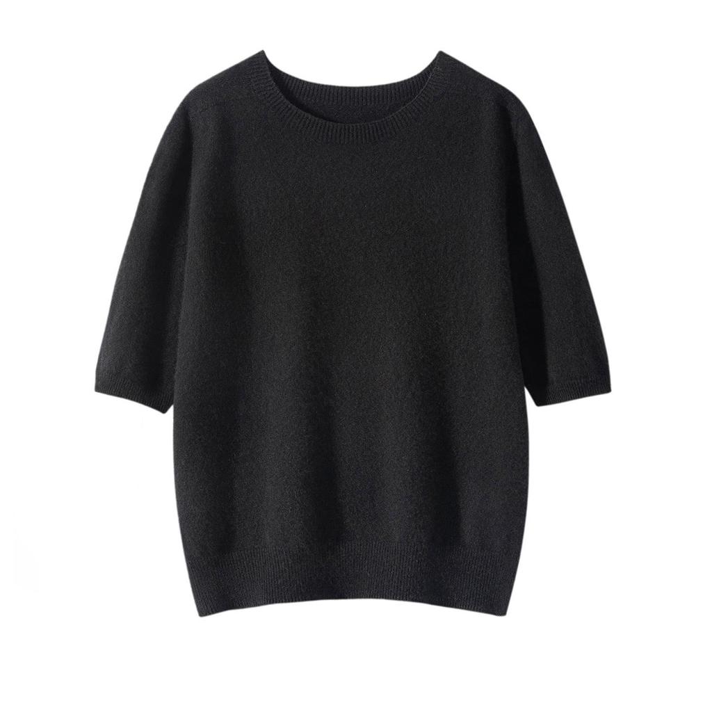 Women's Seamless Short-Sleeve Slim-Fit Round-Neck Knit Pullover