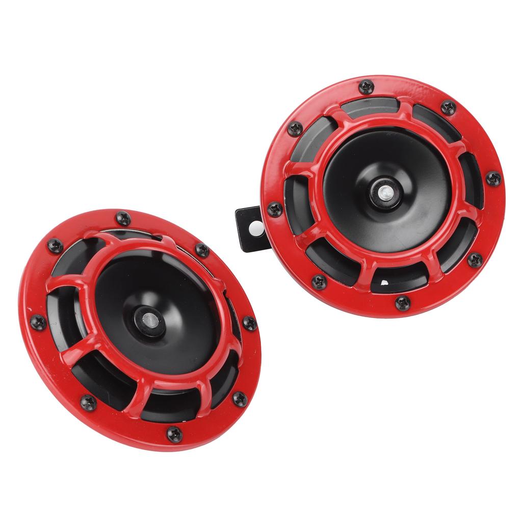 12V Pair Horn Red Compact Super Tone Loud Blast 139‑170DB Universal for Motorcycle Car