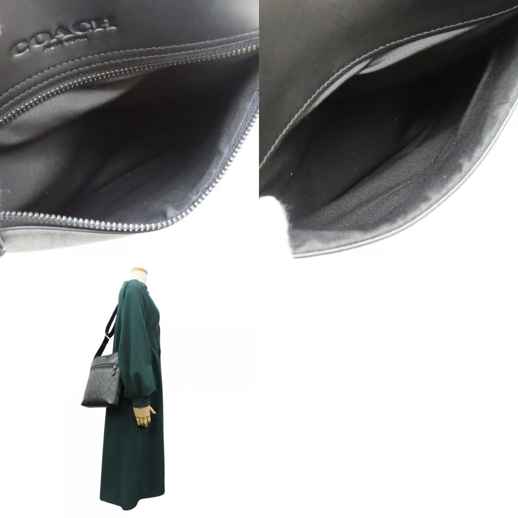 Used COACH Shoulder Bag 4010 Signature PVC/leather Black Dark Gray Casual