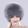 New Russia Winter Real Fur Hat Outdoor Warm Knitted Women Real Fox Fur Bomber Hats Lady Luxury Quality Genuine Fox Fur Caps