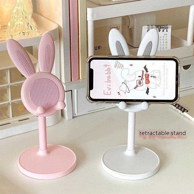 Cartoon Konijn Desktop Mobiele Telefoon Houder Standaard Smartphone Tablet Beugel Verstelbare Telescopische Hefbare Luie Houder