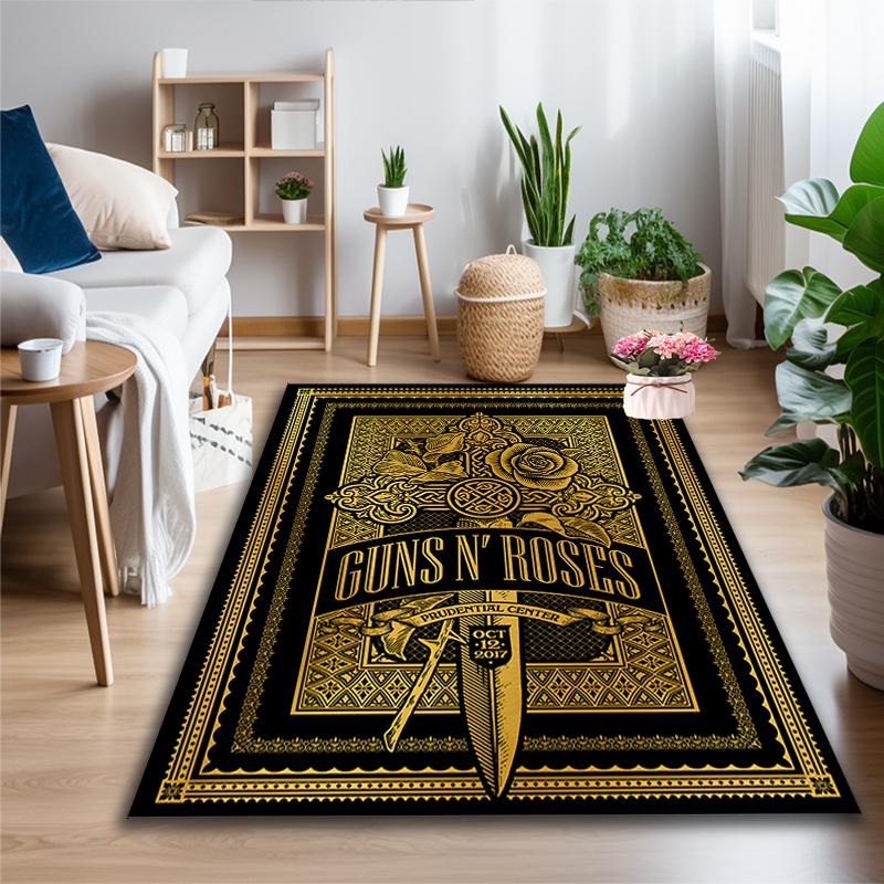 1pc Guns N Roses Emblem Rug, Digital Printed Home Chair Sofa Mat, Durable Office Area Carpet, Beautiful Festival Decorations