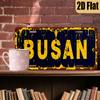 D-Flachdruck Vintage Used Navy Gelb BUSAN Koreanische Stadt Aluminiumblech Malerei Kennzeichenform Südkoreanischer Tr