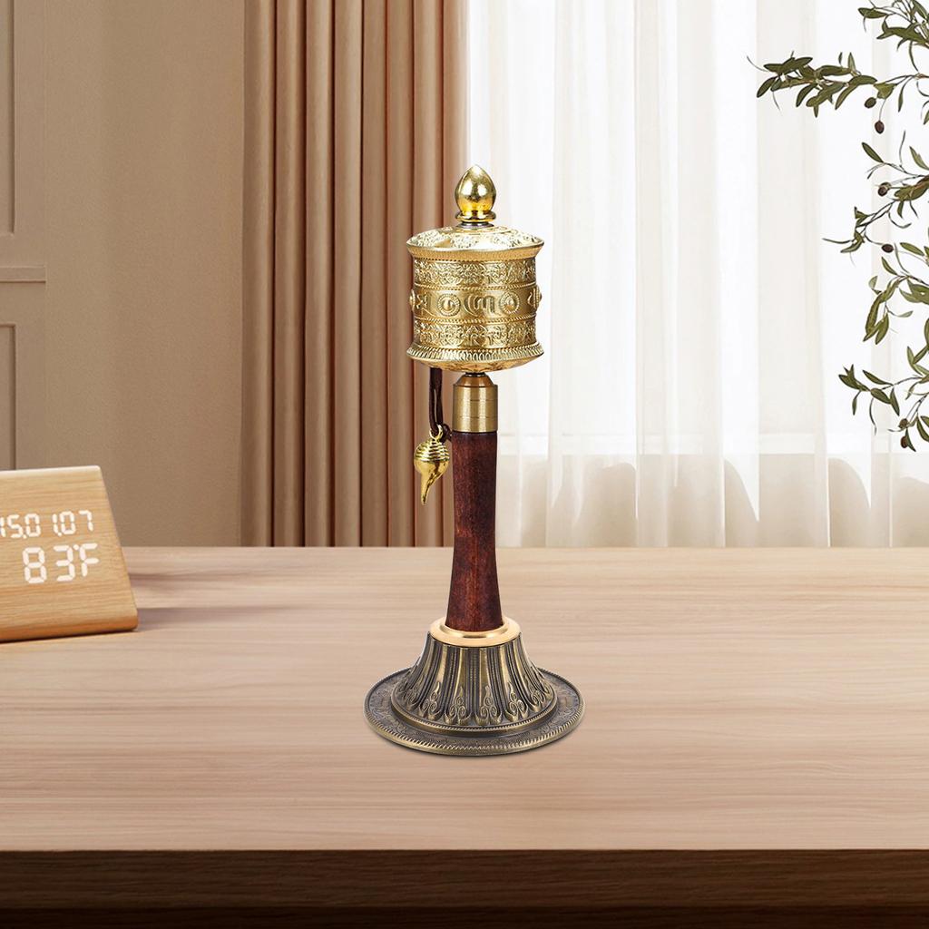 Handheld Tibetan Prayer Wheel Stand Copper Holder Stable Base Vintage Copper Prayer Wheel Support Smooth Rotation Buddhist