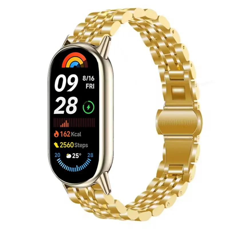 Stainless Steel Strap for Xiaomi Mi Band 10/9/8 Women Men Metal Watch Correa for Miband 8/9 Replacement Wristband Bracelet